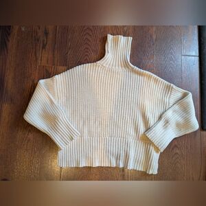 Madewell Women's Wide Rib Cream Turtleneck Sweater Small Capsule Classic Boxy